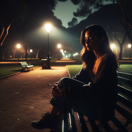 Lost in Thought: A Moment of Melancholy Under the Streetlights