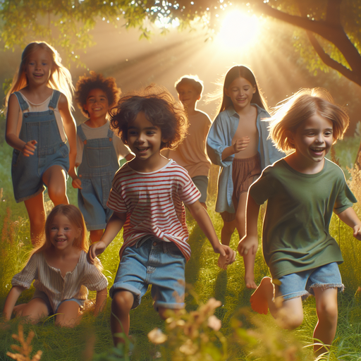 Sun-Kissed Joy: Children’s Laughter Fills a Magical Forest Clearing