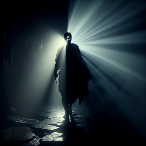 Silhouetted in Mystery: A Lone Figure in a Dark Cave