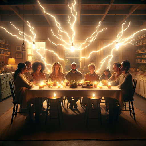 A Family’s Dinner Interrupted by Eerie Lightning