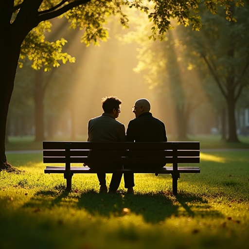 Sun-Drenched Serenity: Two Men Find Peace in the Park