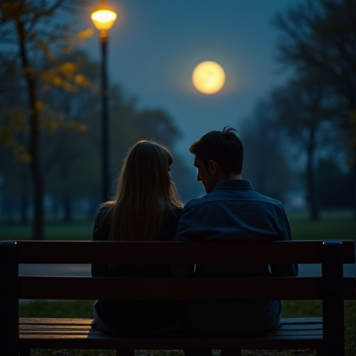 Silhouettes of Love Under the Moonlight