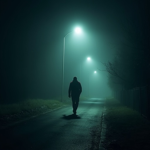 Lost in the Fog: A Solitary Figure Walks into the Night