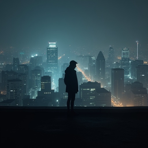 Silhouetted Solitude: A Cityscape of Loneliness