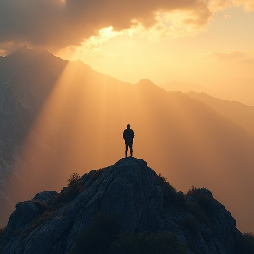 Silhouetted Hope: A Moment of Serenity Against the Setting Sun