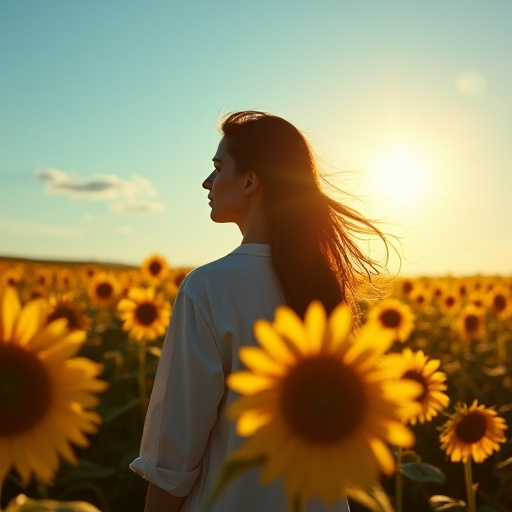 Silhouette of Serenity: A Moment of Tranquility in a Sunlit Field