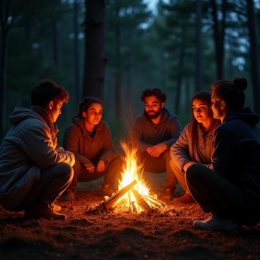 Cozy Campfire Gathering Under a Starry Sky