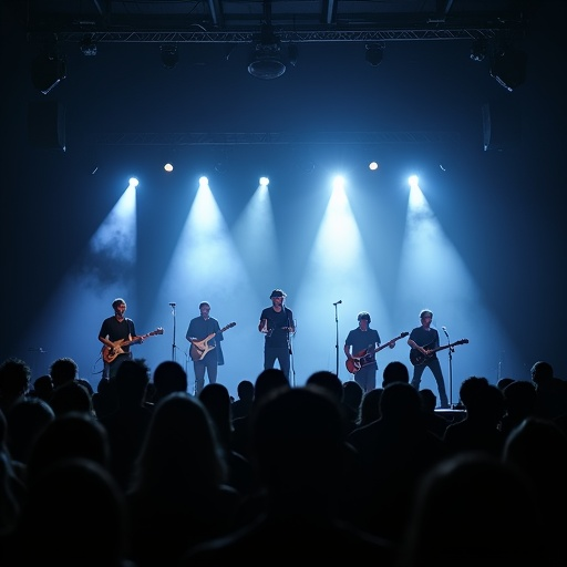 Electric Energy: Band Rocks the Stage in a Blue and White Light Show