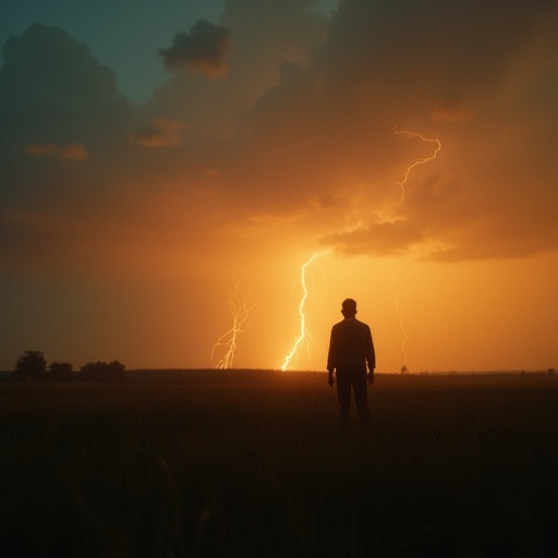 Silhouetted Against the Storm: A Moment of Hope in the Face of Darkness