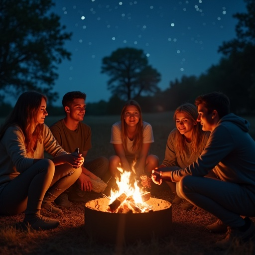 Campfire Tales Under a Starry Sky