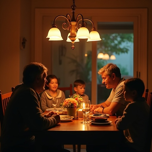 Warmth and Intimacy: A Family Dinner Under Candlelight