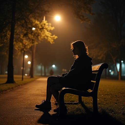 Silhouettes of Solitude: A Night in the Park