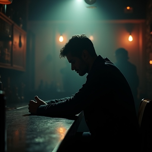 Lost in the Shadows: A Man’s Melancholy at the Bar