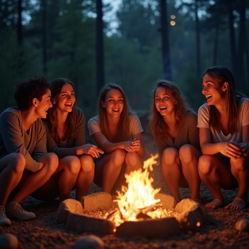 Campfire Laughter: Friends Share Stories Under the Stars