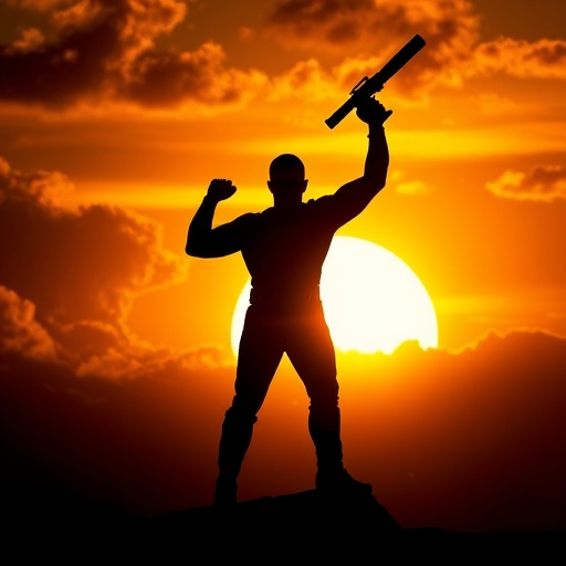 Silhouette of Hope: A Man’s Victory Against the Setting Sun