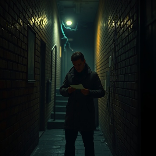 Lost in the Shadows: A Man’s Solitary Moment in a Dimly Lit Alley