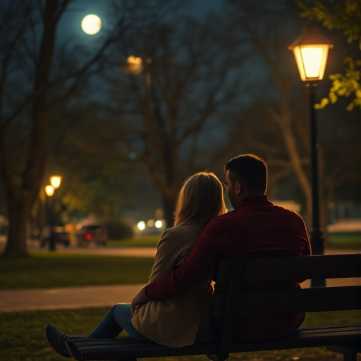 Silhouettes of Love Under the Moonlight