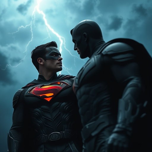 Clash of Titans: Two Superheroes Face Off in a Stormy Showdown