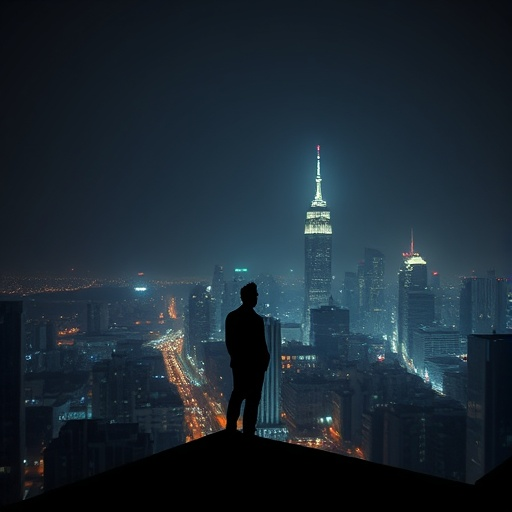 Silhouette of Solitude: A Cityscape of Hope and Mystery