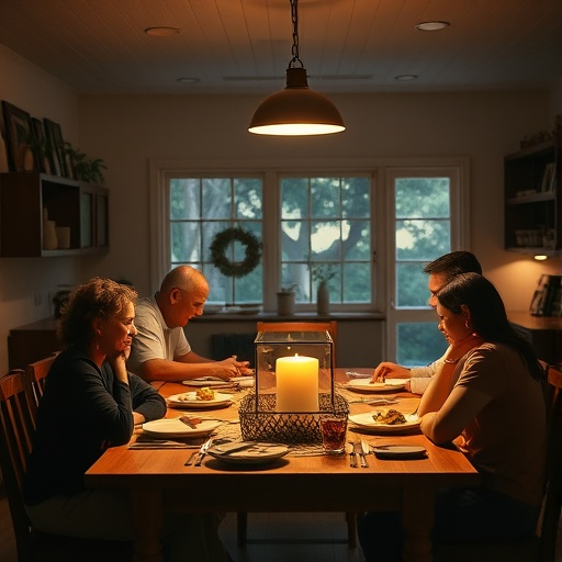 Warmth and Togetherness: A Family Dinner Under Golden Light