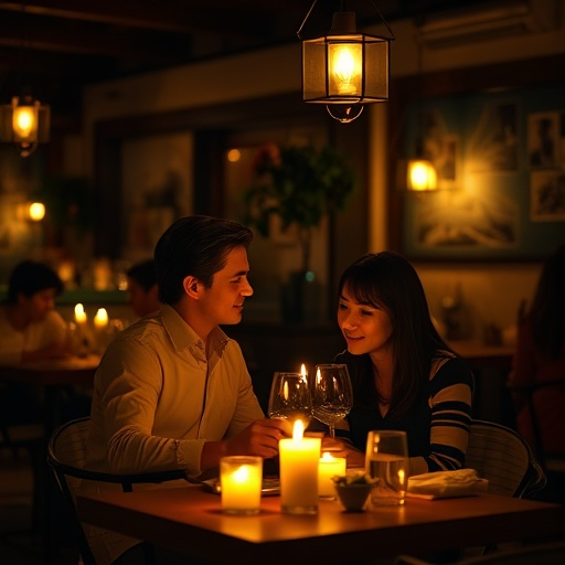 A Romantic Evening at a Cozy Restaurant