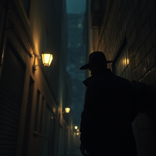 Shadowy Figure in a Dimly Lit Alleyway