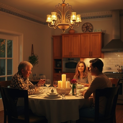 Intimate Gathering in a Warmly Lit Dining Room