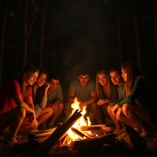 Campfire Tales: Friends Gather Under the Stars