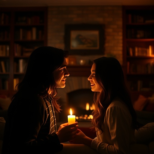 Candlelit Intimacy: A Romantic Moment Caught in Warm Glow