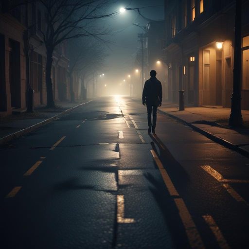 Lost in the Fog: A Solitary Figure Walks a Mysterious Path