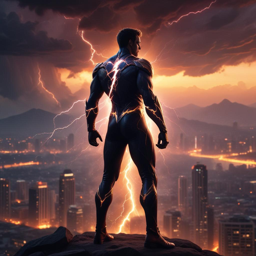 Superhero Stands Tall Against the Storm