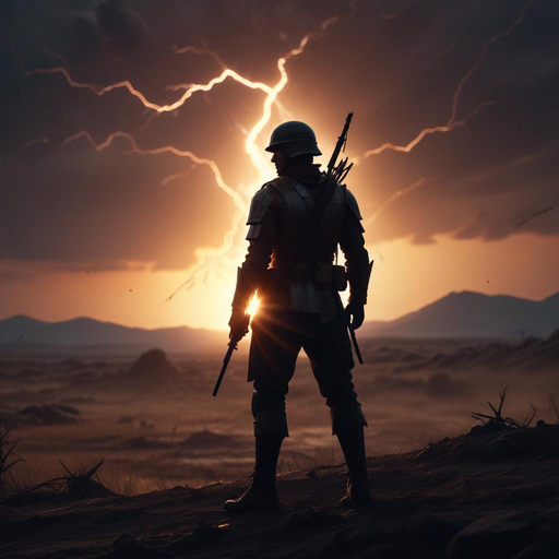 Silhouetted Against the Storm: A Lone Soldier’s Epic Stand