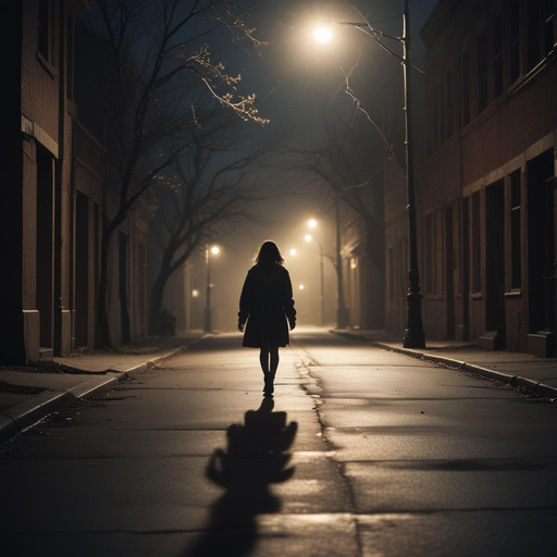 Lost in the Fog: A Solitary Figure Walks the Deserted Streets