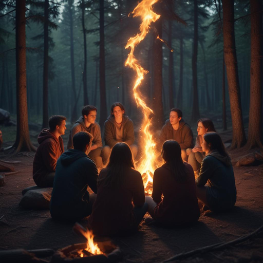 Campfire Glow in the Mysterious Forest