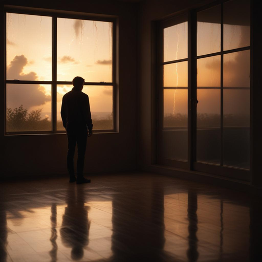 Silhouetted in Solitude: A Man Contemplates the Sunset