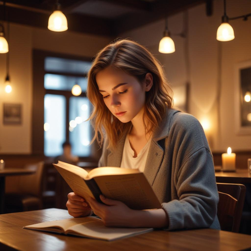 Lost in the Pages: A Moment of Tranquility in a Cozy Cafe