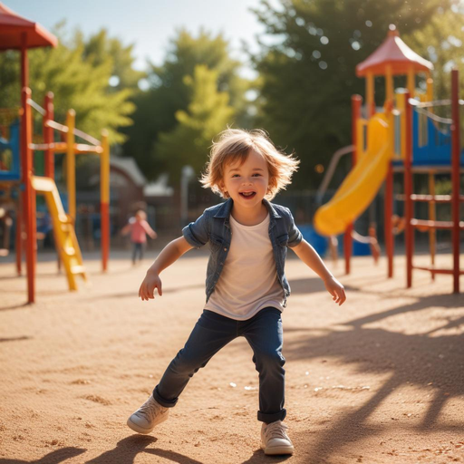 Sun-Kissed Joy: A Boy’s Playground Adventure