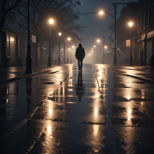 Lost in the Fog: A Solitary Figure Walks into the Night