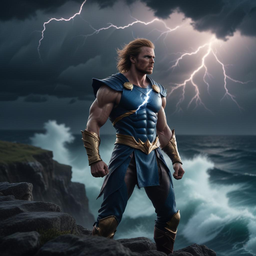 Heroic Figure Stands Against the Storm