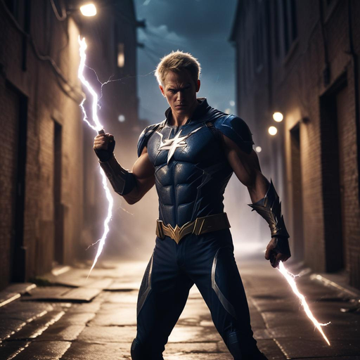 Superhero Stands Tall in Dramatic Alleyway