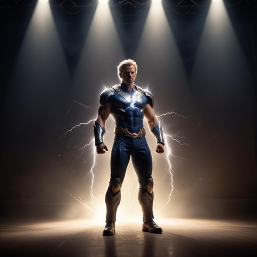 Superhero in the Spotlight: A Dramatic and Powerful Image