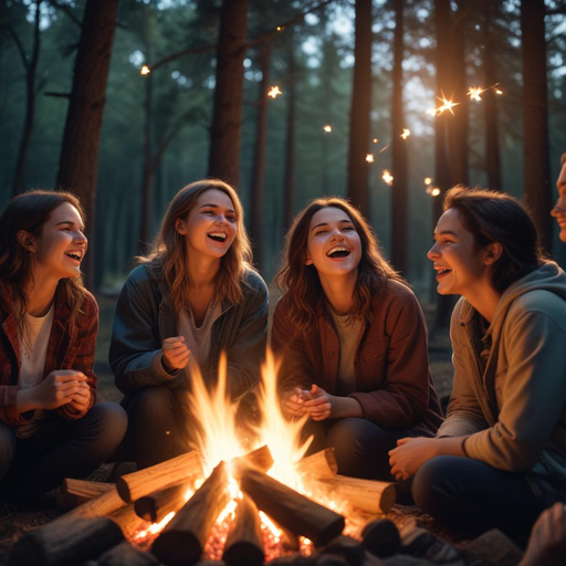 Campfire Laughter Under a Starry Sky