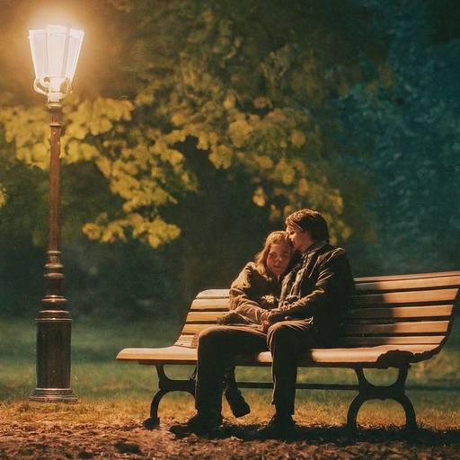 Nighttime Romance Under a Single Lamppost