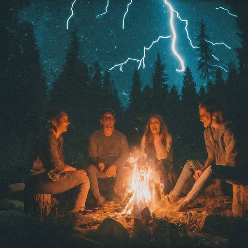 Campfire Magic Under a Stormy Sky