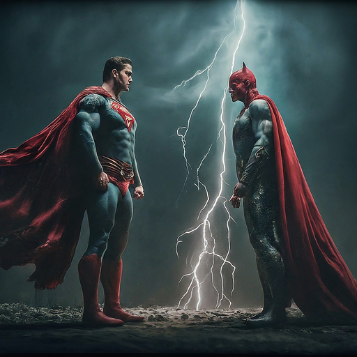 Clash of Titans: Superman and Batman Face Off in a Stormy Showdown