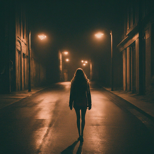 Lost in the Fog: A Lonely Figure Walks Through the Night