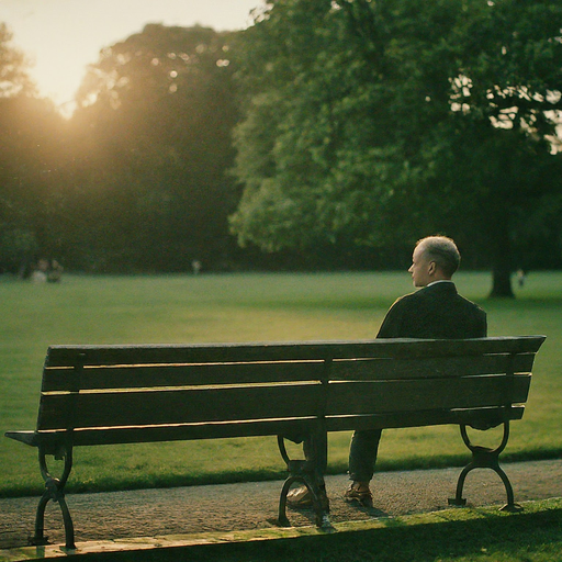 Silhouettes of Solitude: A Man Contemplates the Setting Sun