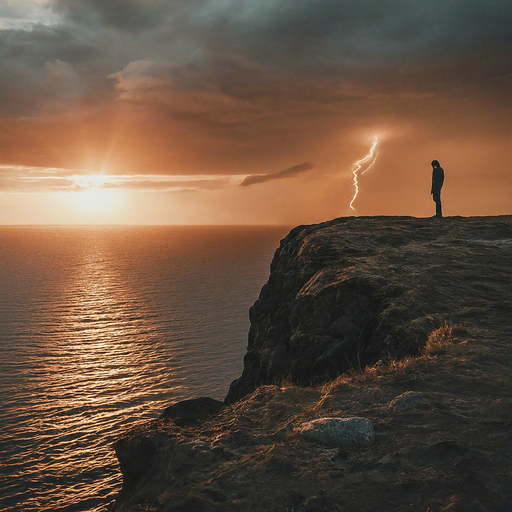 Silhouetted Against the Storm: A Moment of Solitude at Sunset