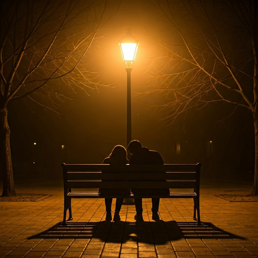 Silhouettes of Love: A Romantic Night Under the Streetlamp