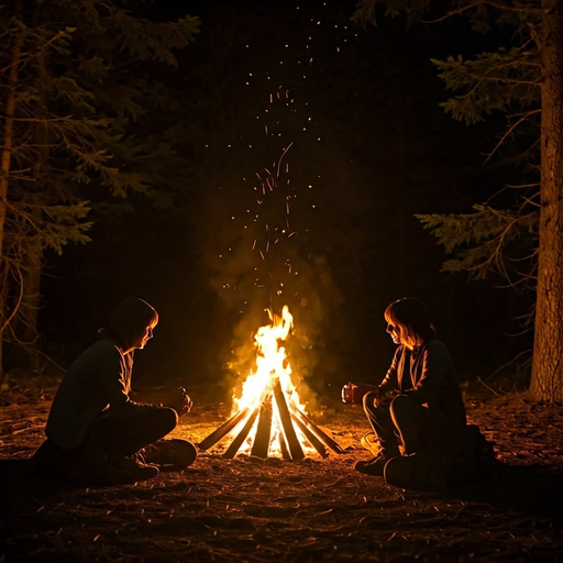 Silhouettes and Sparks: A Night by the Campfire